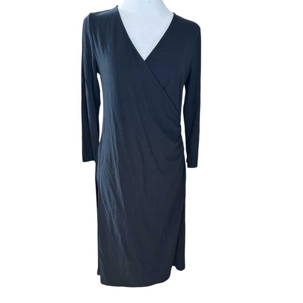 Talbots Black Wrap Dress Sz S Stretch, Ruched, Business, Casual